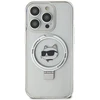 Karl Lagerfeld KLHMP15XHMRSCHH Apple iPhone 15 Pro Max 6.7″ baltos spalvos kietas dėklas Ring Stand Choupette Head