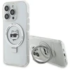 Karl Lagerfeld KLHMP15XHMRSCHH Apple iPhone 15 Pro Max 6.7″ baltos spalvos kietas dėklas Ring Stand Choupette Head