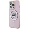Karl Lagerfeld KLHMP15XHMRSCHP Apple iPhone 15 Pro Max 6.7″ rožinės spalvos kietas dėklas Ring Stand Choupette Head