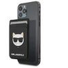 Karl Lagerfeld kortelių dėklas Saffiano Choupette Head MagSafe magnetinė piniginė telefonui – juoda
