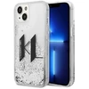 Karl Lagerfeld Liquid Glitter Big KL dėklas iPhone 14 telefonui - sidabrinis