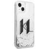 Karl Lagerfeld Liquid Glitter Big KL dėklas iPhone 14 telefonui - sidabrinis