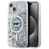 Dėklas Karl Lagerfeld Liquid Glitter Choupette Head MagSafe dėkliukas iPhone 13“ – skaidrus