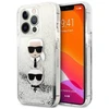 Karl Lagerfeld KLHCP13LKICGLS iPhone 13 Pro / 13 6,1″ sidabrinis kietas dėklas Liquid Glitter Karl&Cho