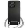 Karl Lagerfeld KLHCP13LPMK Apple iPhone 13 Pro / 13 6,1″ kietas dėklas juodos spalvos Leather Textured and Chain