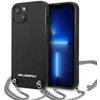 Karl Lagerfeld KLHCP13MPMK Apple iPhone 13 / 14 / 15 6,1″ kietas dėklas juodos spalvos Leather Textured and Chain