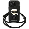 Karl Lagerfeld KLHCP13LCMNIPK Apple iPhone 13 Pro / 13 6,1″ kietas dėklas juodos spalvos Leather Monogram Patch an
