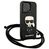 Karl Lagerfeld KLHCP13LCMNIPK Apple iPhone 13 Pro / 13 6,1″ kietas dėklas juodos spalvos Leather Monogram Patch an