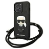 Karl Lagerfeld KLHCP13LCMNIPK Apple iPhone 13 Pro / 13 6,1″ kietas dėklas juodos spalvos Leather Monogram Patch an