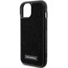 Karl Lagerfeld Rhinestone Logo Metal Plate dėklas iPhone 15 - juodas