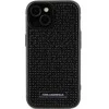 Karl Lagerfeld Rhinestone Logo Metal Plate dėklas iPhone 15 - juodas