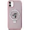 Karl Lagerfeld KLHMN61HMRSKCP Apple iPhone 11/ Xr 6.1″ rožinės spalvos kietas dėklas Ring Stand Karl&Choupettte Mag