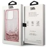 Karl Lagerfeld KLHCP14XLBKLCP iPhone 14 Pro Max 6.7" rožinis / rožinis kietas dėklas su skystais blizgučiais, didelis KL