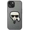 „Karl Lagerfeld Saffiano Karl's Head Patch“ dėklas, skirtas „iPhone 14“ - sidabrinis
