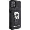 Karl Lagerfeld KLHCP15SSAKKNSCK Apple iPhone 15 / 14 / 13 6.1″ juodos spalvos kietas dėklas Saffiano Cardslots and