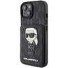 Karl Lagerfeld KLHCP15SSAKKNSCK Apple iPhone 15 / 14 / 13 6.1″ juodos spalvos kietas dėklas Saffiano Cardslots and