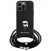 Karl Lagerfeld KLHCP15XSASKNPSK Apple iPhone 15 Pro Max 6.7″ kietas dėklas juodos spalvos Crossbody Saffiano Monog