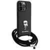 Karl Lagerfeld KLHCP15XSASKNPSK Apple iPhone 15 Pro Max 6.7″ kietas dėklas juodos spalvos Crossbody Saffiano Monog