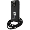 Karl Lagerfeld KLHCP15XSASKNPSK Apple iPhone 15 Pro Max 6.7″ kietas dėklas juodos spalvos Crossbody Saffiano Monog
