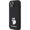 Apple iPhone 15 Plus Karl Lagerfeld silikoninis dėklas Choupette Metal Pin (KLHCP15MSMHCNPK) juodos spalvos