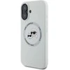 Karl Lagerfeld silikoninis dvipusis MagSafe dėklas iPhone 16, smėlio