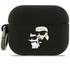 Karl Lagerfeld Silikoninis Karl & Choupette Galvutės 3D dėklas skirtas AirPods Pro 3 - Juodas