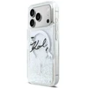 Karl Lagerfeld Skysto Blizgučio Dėklas su Karl Script Logotipu, MagSafe, iPhone 17 Pro - Skaidrus