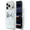 Karl Lagerfeld Skysto Blizgučio Dėklas su Karl Script Logotipu, MagSafe, iPhone 17 Pro - Skaidrus