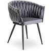 Fotelis Mebel Elite Minkšta kėdė, Glamour Velour ELENA Braided Pilkas, skirta poilsio kambariui valgomajame