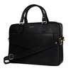 Gold Genuine leather woman s laptop bag FL25 juodas with snake pattern