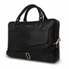 Gold Genuine leather woman s laptop bag FL25 juodas with snake pattern