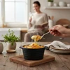 Alpina - Ceramic ovenproof dish with lid, round, 13x10 cm, 210 ml (juodas)