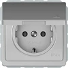 Kištukinis lizdas VILMA STANDARD ST 150, su įžeminimu ir dangteliu, be rėmelio, IP44, metalo spalvos