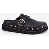 Klumpės moterims su platforma juodos odinės