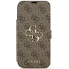 Guess Book 4G Metal Logo dėklas skirtas Apple iPhone 17 Pro Max rudos spalvos