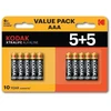 KODAK Šarminės baterijos XTRALIFE AAA LR3 5+5 (10 vnt. pakuotė)