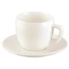 Kreminės spalvos cappuccino puodelis su lėkštute