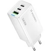 Wozinsky GaN 65W Charger su 2xUSB-C USB Ports su 65W CC kabelis – baltos spalvos