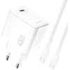 Dudao A28C 45W GaN laidinis įkroviklis + USB-C kabelis – baltos spalvos