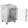LANBERG laisvai pastatoma stelažinė spintelė 19/15U 600x600 stiklinių durelių LCD plokščias komplektas pilkas V2