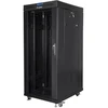 LANBERG FF01-8822-12BL laisvai pastatomas stovas 19 colių savaime surenkamas plokščias paketas 22U/800x800mm juodas stiklinių durų LCD