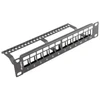 LANBERG patch panel blank 12 port 1U su organizatoriumi Keystone moduliams juodas
