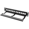 LANBERG patch panel blank 12 port 1U su organizatoriumi Keystone moduliams juodas