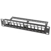 LANBERG patch panel blank 12 port 1U su organizatoriumi Keystone moduliams juodas