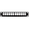 LANBERG patch panel blank 12 port 1U su organizatoriumi Keystone moduliams juodas