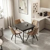 LARES kvadratinis ištraukiamas stalas, 90–150 cm, keramika, juodas marmuras/juodas modernus