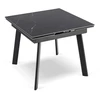 Mebel Elite Išskleidžiamas stalas su keraminiu stalviršiu, 90–150 cm, juodo marmuro / juodas