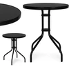 Lauko baldų komplektas Apvalus sodo stalas 60 cm, grūdinto stiklo stalas sodui, terasai ar balkonui, juodas MultiGarden