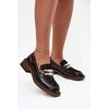 Leather Lacquered Ladies Moccasins With Separate Detail D&amp;A MR52-173 Juodas