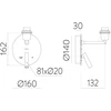 LED sieninis šviestuvas STILO, E27, baltas, su 3W 3000K LED skaitymo šviestuvėliu ir USB bei USB C jungtimis, A8202083BSP